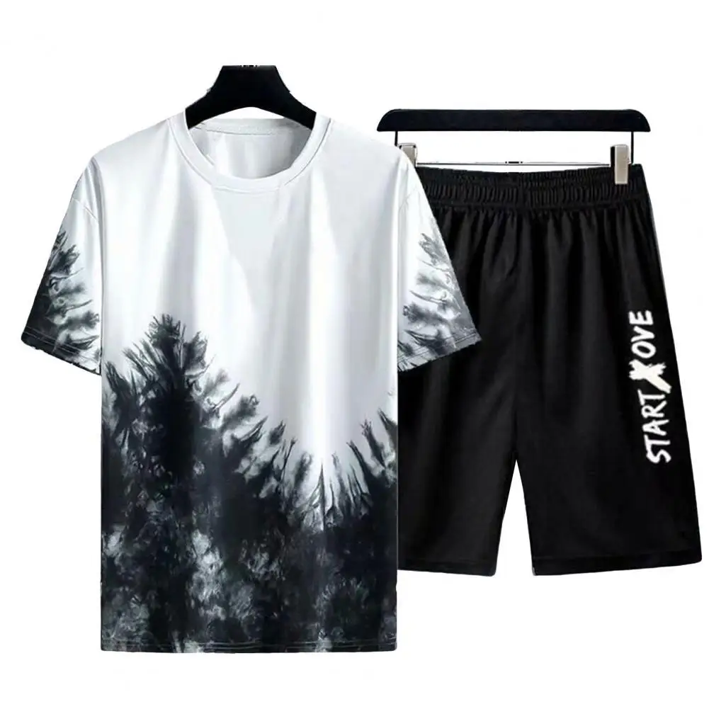 Summer Solid Gradient 2 Piece Set Men's Tracksuit Retro Style Beach 3D Printed T-Shirt Sporty Shorts Sets Tracksuit ropa hombre
