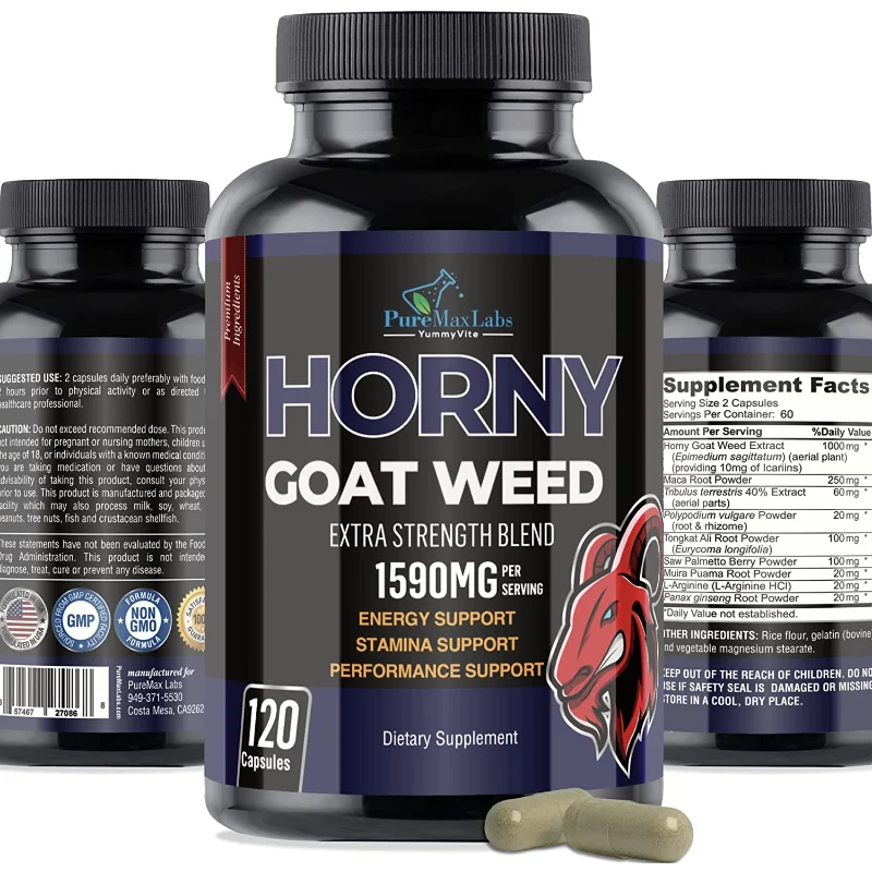 

Horny Goat Weed Capsules Herbal Equivalent with Maca Tribulus Ginseng - Performance and Energy Support