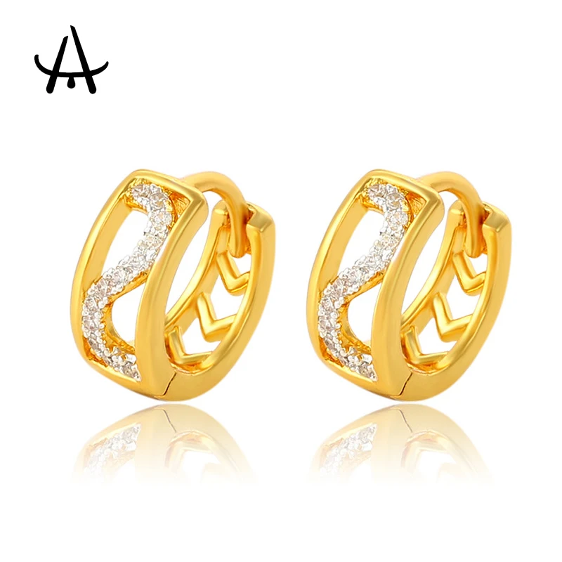 

Agsnilove 24K Gold Plated Cubic Zirconia Hoop Earrings Small Ear Buckle Hoops for Women Everyday Jewelry Advanced Fashion
