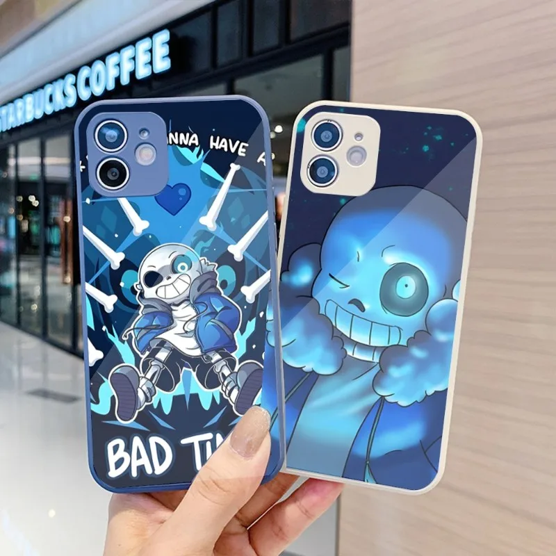 

Undertale Sans Phone Case For IPhone 14 13 12 11 Pro Max X XR XS 8 7 Plus Liquid Glass Color Phone Cover