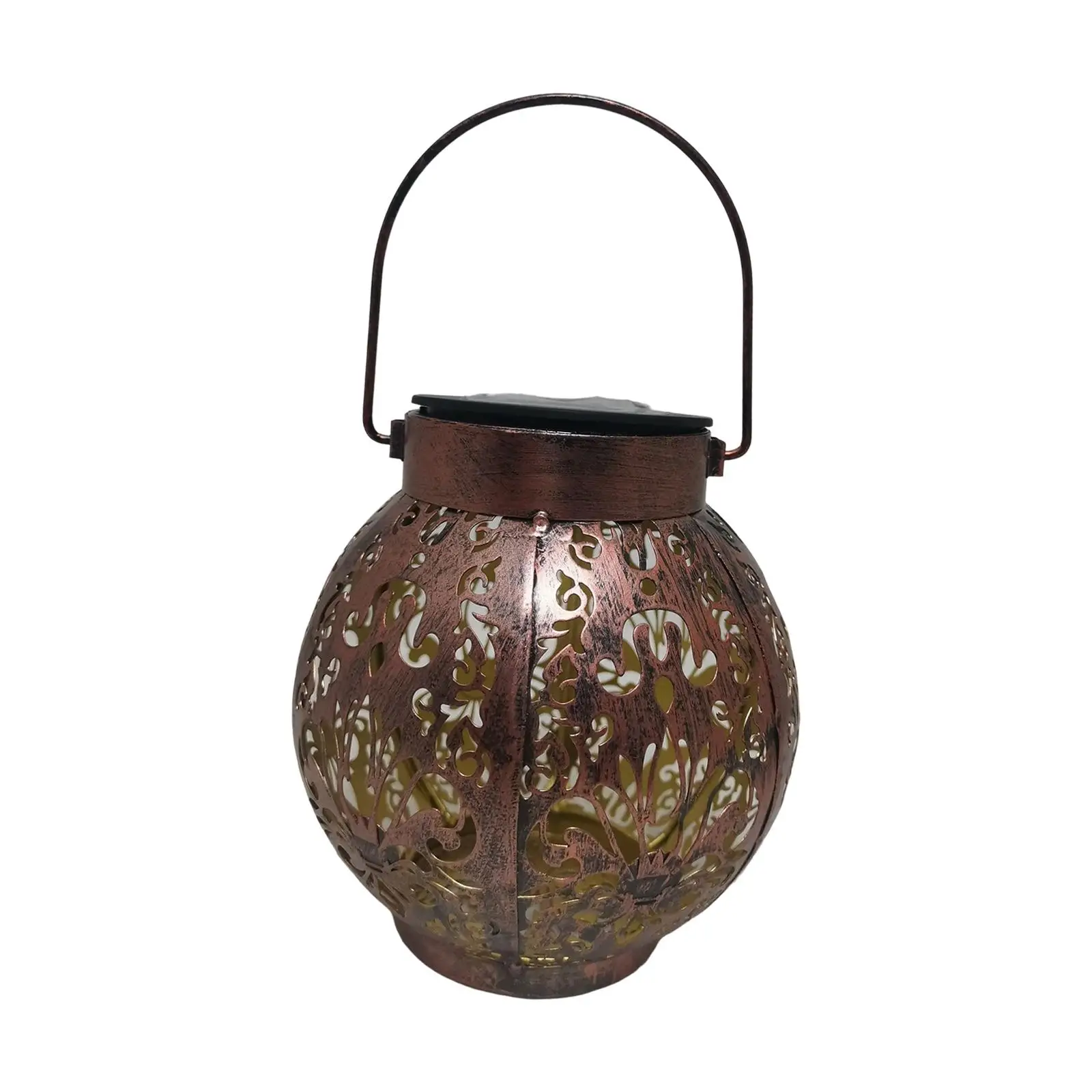 

Decorative Solar Lantern Lights Hollowed Weatherproof Waterproof Table Lighting Warm White Dusk to Dawn Iron LED for Fence Porch