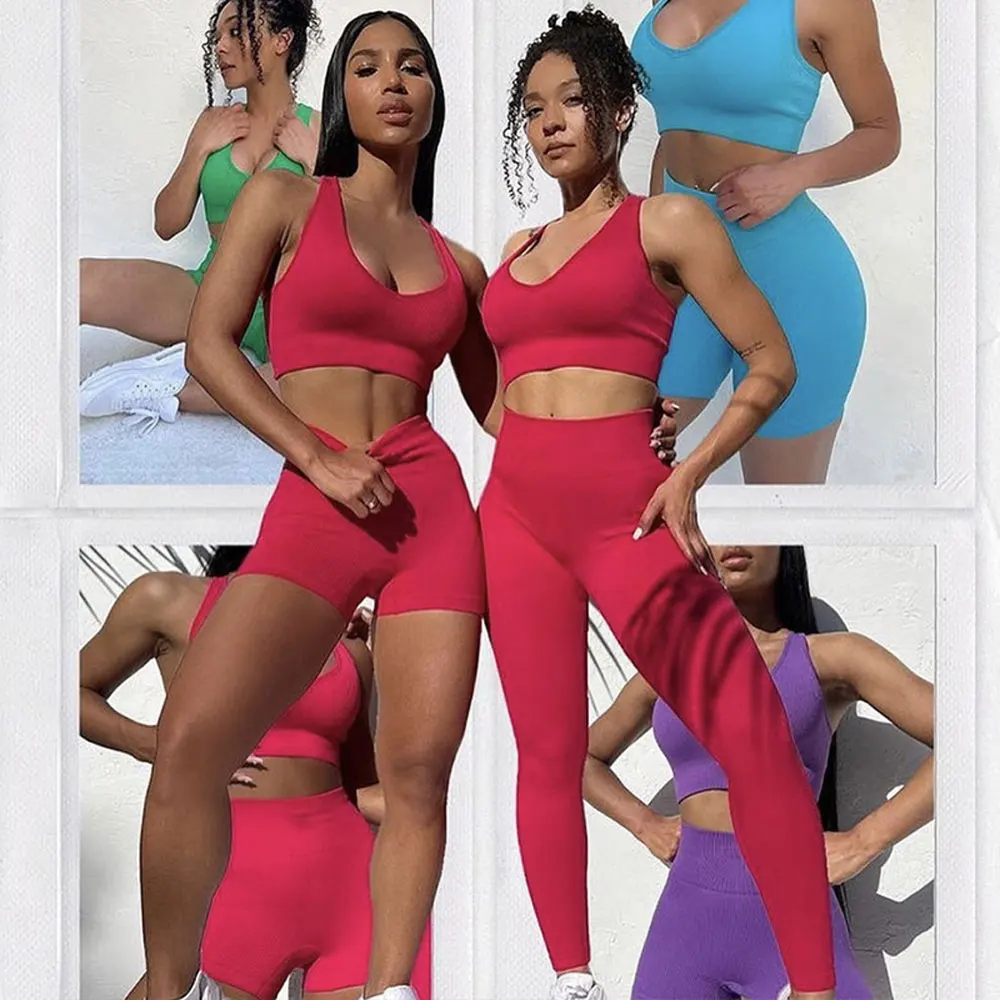 Yoga Set Women Fitness Sport Set Gym Clothing Leggings Women Sports Bra Shorts Crop Top Workout Clothes For Women Sportwear
