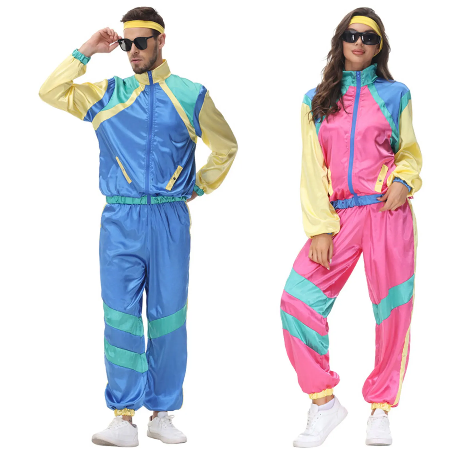 

1970s Hip-hop Rock Music Opera Costumes Halloween Couple Cosplay Stage Performance for Male and Female 2 Piece Coat and Pants