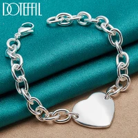 doteffil 925 sterling silver heart pendant bracelet chain for woman man charm wedding engagement party fashion jewelry