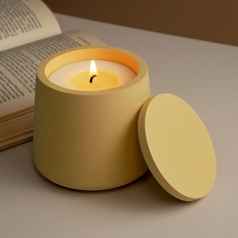 

Trapezoid Candle Jar with Lid Silicone Molds Storage Box Concrete Cement Gypsum Plaster Mould Spice Bottle Epoxy Resin Molds