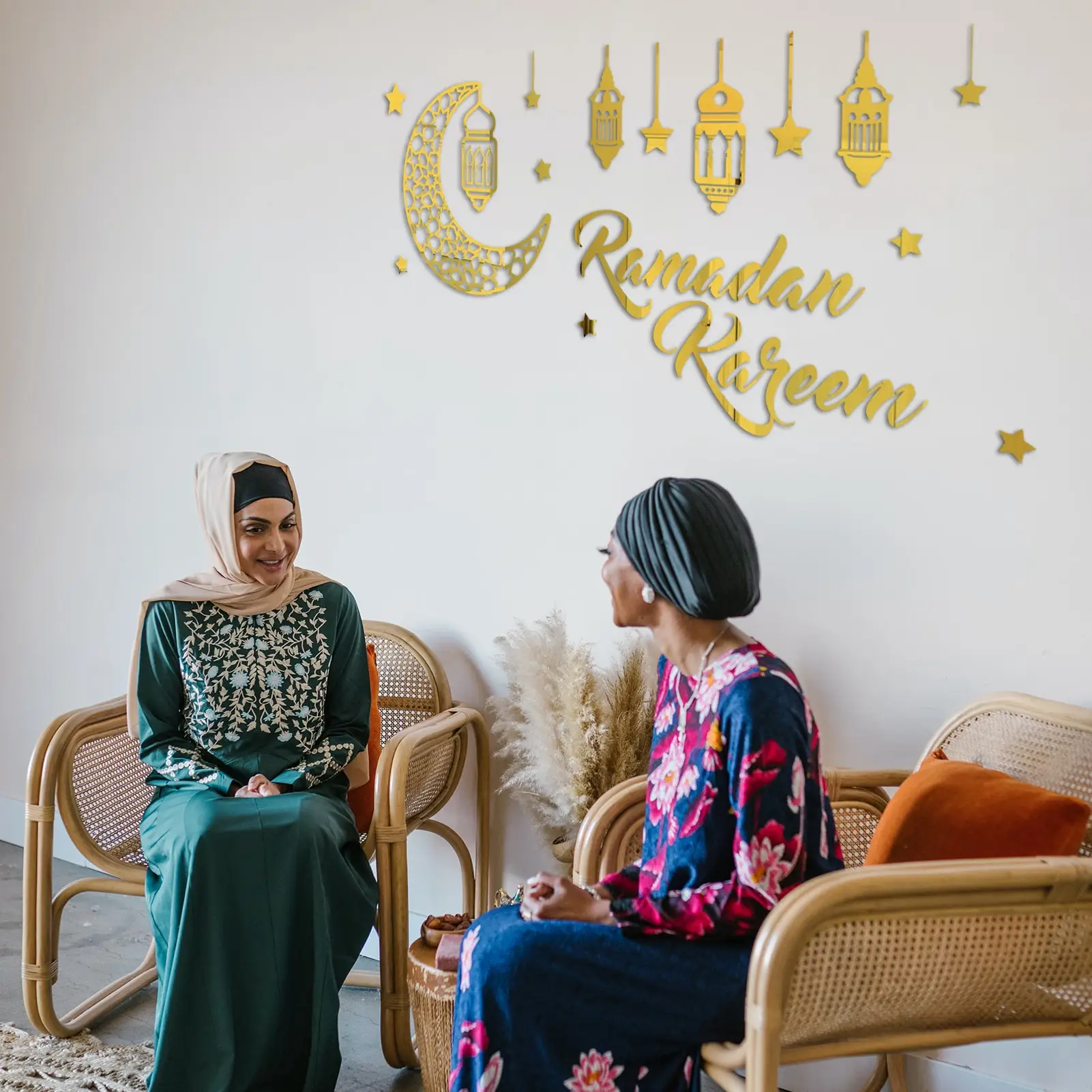 

Eid Mubarak Wall Sticker Lantern Moon Acrylic Mirror Wall Decal Ramadan Decor For Home Islamic Ramadan Kareem Muslim Party Decor