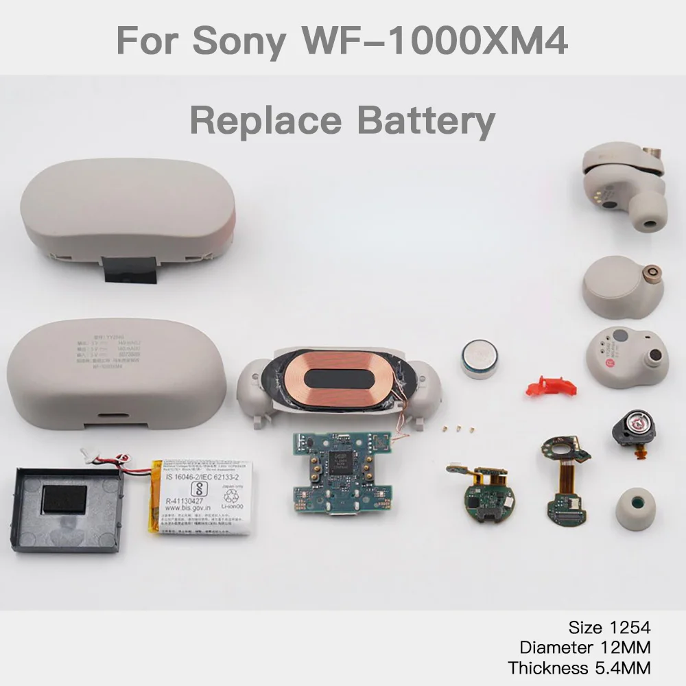 Фото Аккумулятор Li-ion 702428 Z55H CP1254 3.85V 75мАч для ремонта беспроводных наушников Sony WF-1000XM4 TWS с шумоподавлением №2