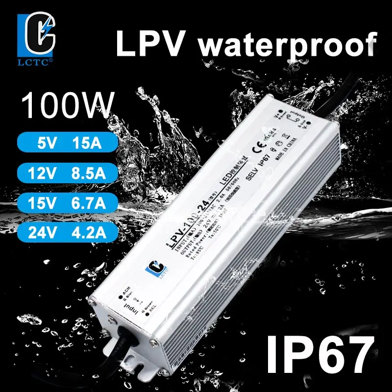 

Waterproof Switching Power Supply LPV 100W 120W 150W AC-DC 5V 12V 15V 24V IP67 Constant Voltage LED Driver