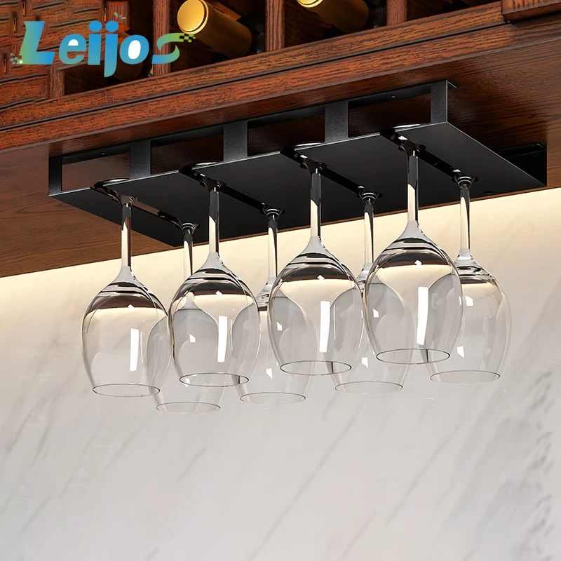 

Wine Glass Rack, Under Cabinet Stemware Rack, Wine Glass Holder for Kitchen, Bar, Restaurant, Black Stainless Steel