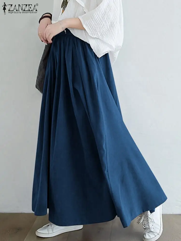 

11Oversized Women Pleated Sundress 2022 ZANZEA Fashion Autumn Maxi Dress Casual High Waist Maxi Vestidos Feamle Solid Robe Femme