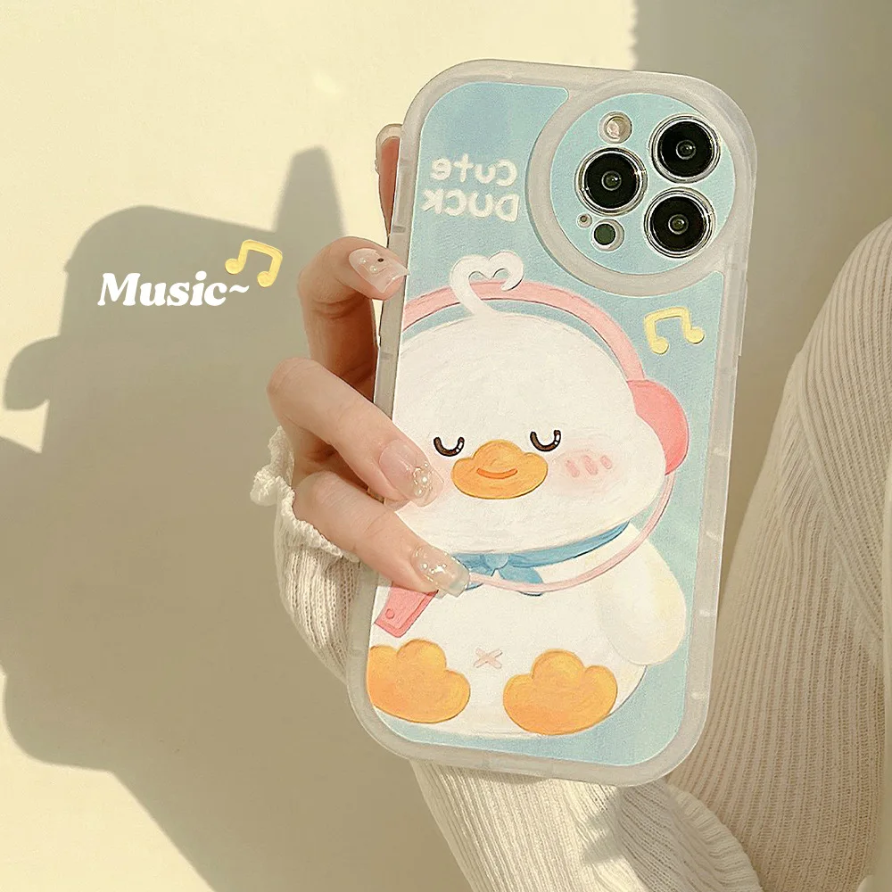 

IPhone Milk Blue Cartoon Duck Phone Case for IPhone 11 12 13 Pro MAX MINI X XS MAX XR Cute Soft Silica Gel Phone Case Anti-drop
