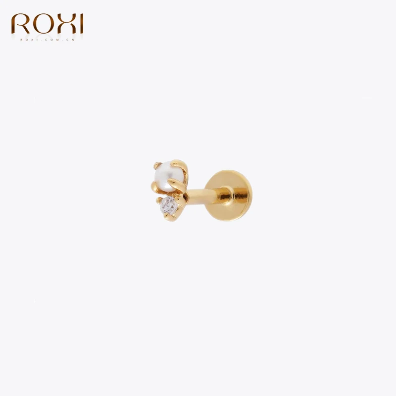 

ROXI 1PC Geometric Pearls Stud Earrings For Women Elegant 925 Sterling Silver Piercing Earring Party Beach Jewelry pendientes