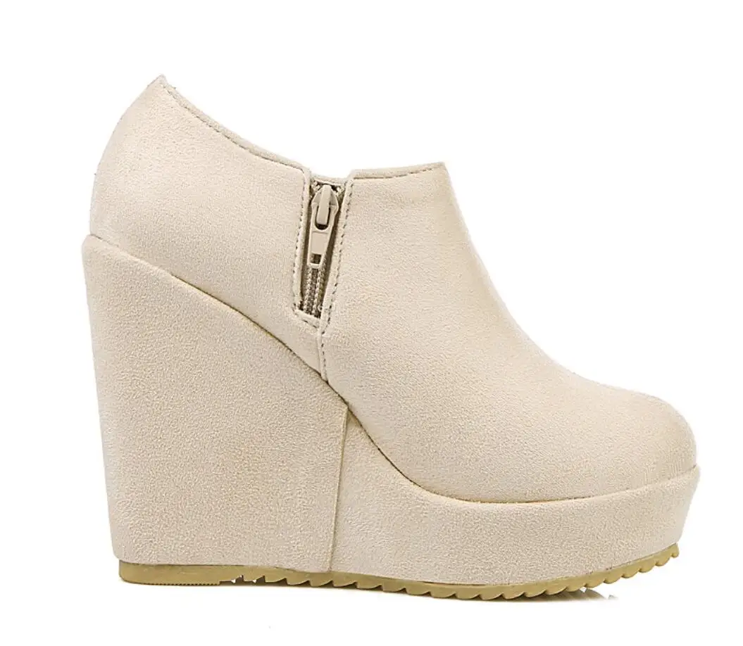 Fashion Autumn Winter New Stylish Women Ankle Boots Sexy Platform Round Toe Wedges Boots Woman Ankle Boots High heels