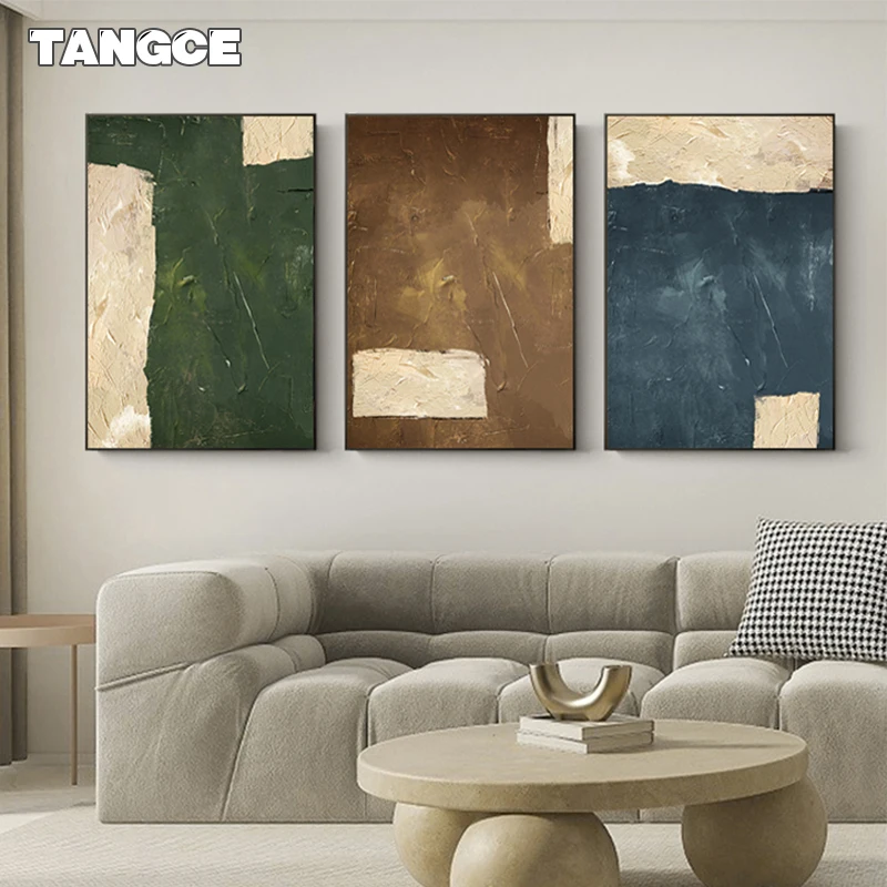 

Minimalist Abstract Green Texture Paint Wall Art Posters Nordic Blue Brown Canvas Print Painting Living Room Decoration Pictures