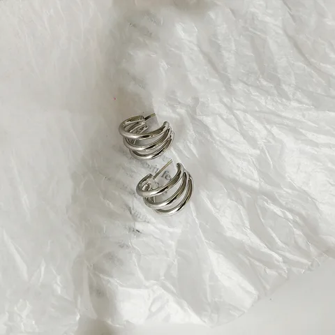 Серьги-кольца Peri'sBox, 3 ряда, 13 мм х 11 мм
