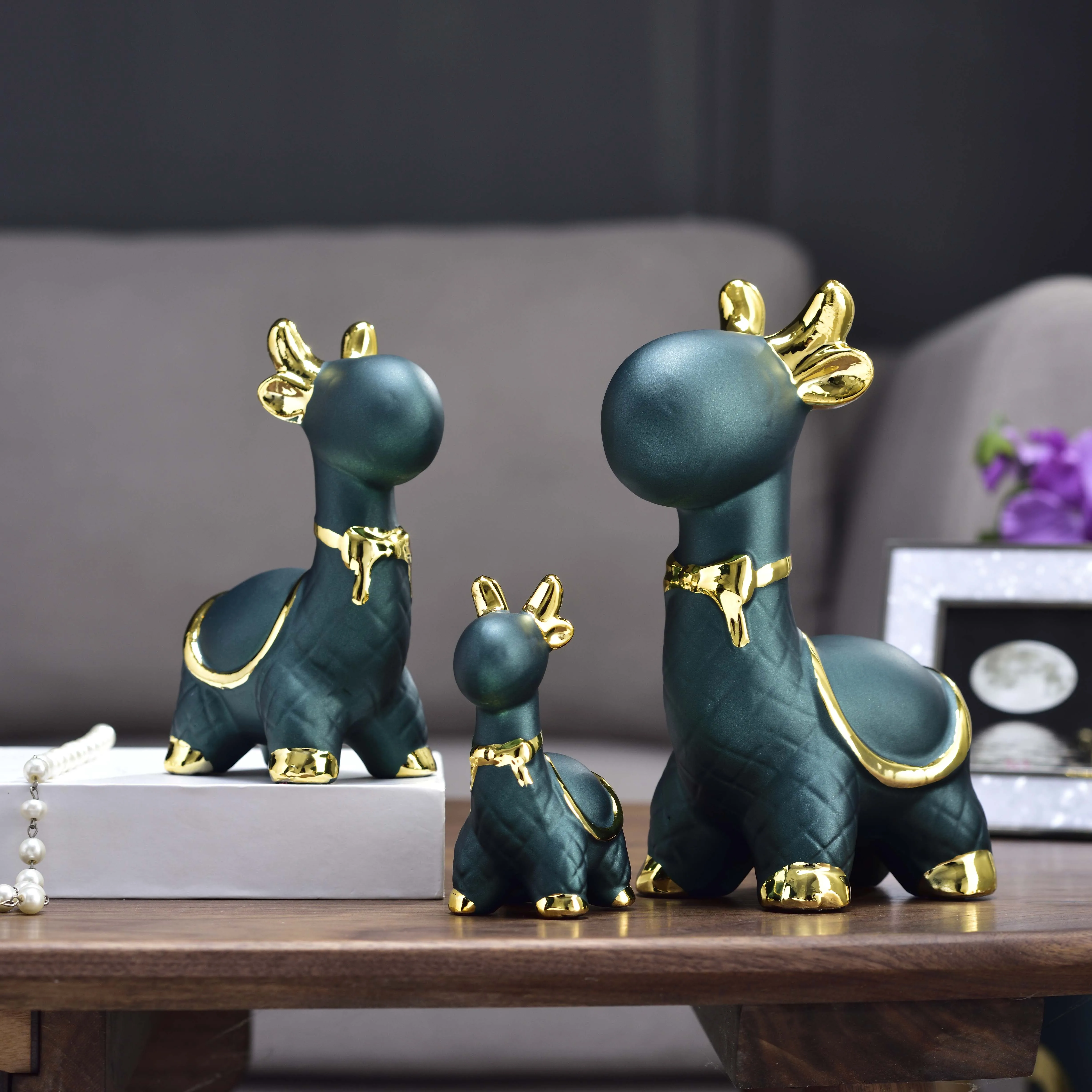 

Nordic Lucky Deer Ceramic Ornaments Art Home Livingroom Desktop Statue Crafts Porch TV Cabinet Coffee Table Figurines Decoration