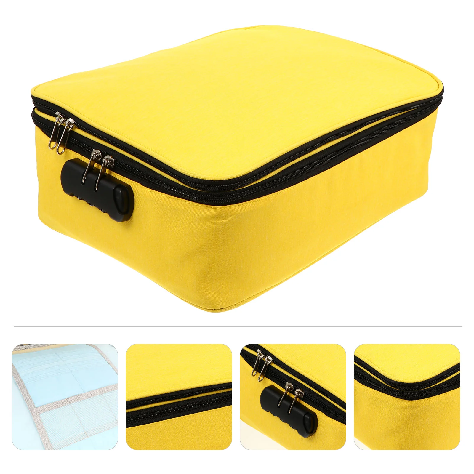 

Pouch Storage Case Document Sundries File Certificate Makeup Travel Poket Zippered Household Portable Business Shockproof Beauty