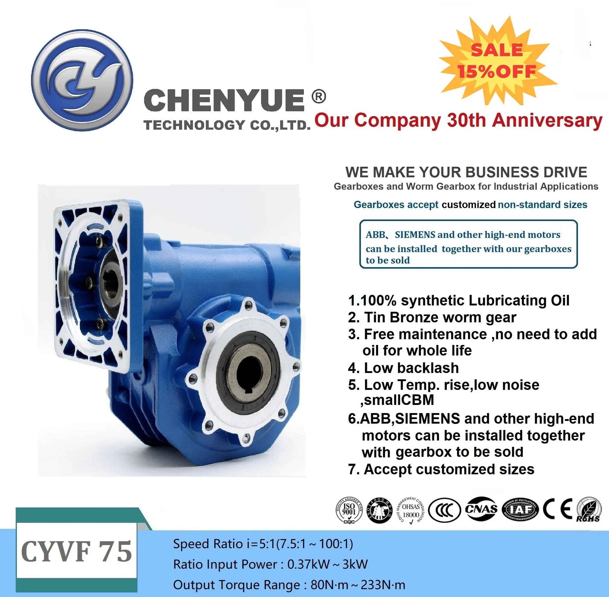 CHENYUE червячная коробка передач с высоким крутящим моментом редуктор скорости