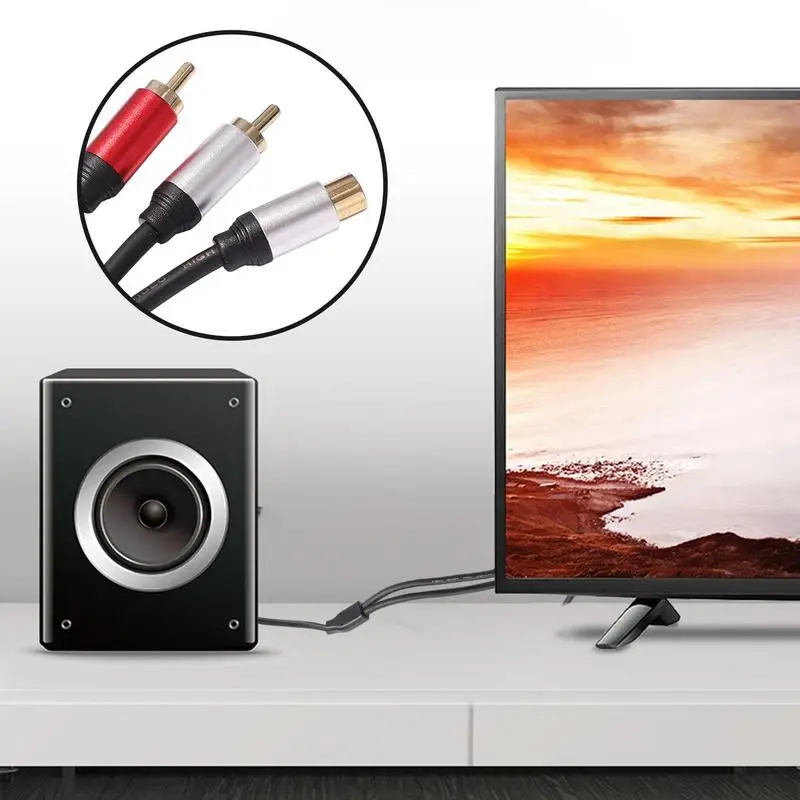 

1RCA Female To 2RCA MaleAux Audio Cable Y Adapter Stereo For DVDs TV VCR To Headphone Amplifier Speaker Durable Easy To Use