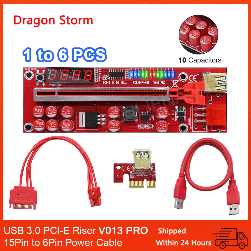 Кабель питания V013 Pro PCIE Riser 013 кабель-переходник x1 x16 SATA на 6 контактов кабель USB 3 0