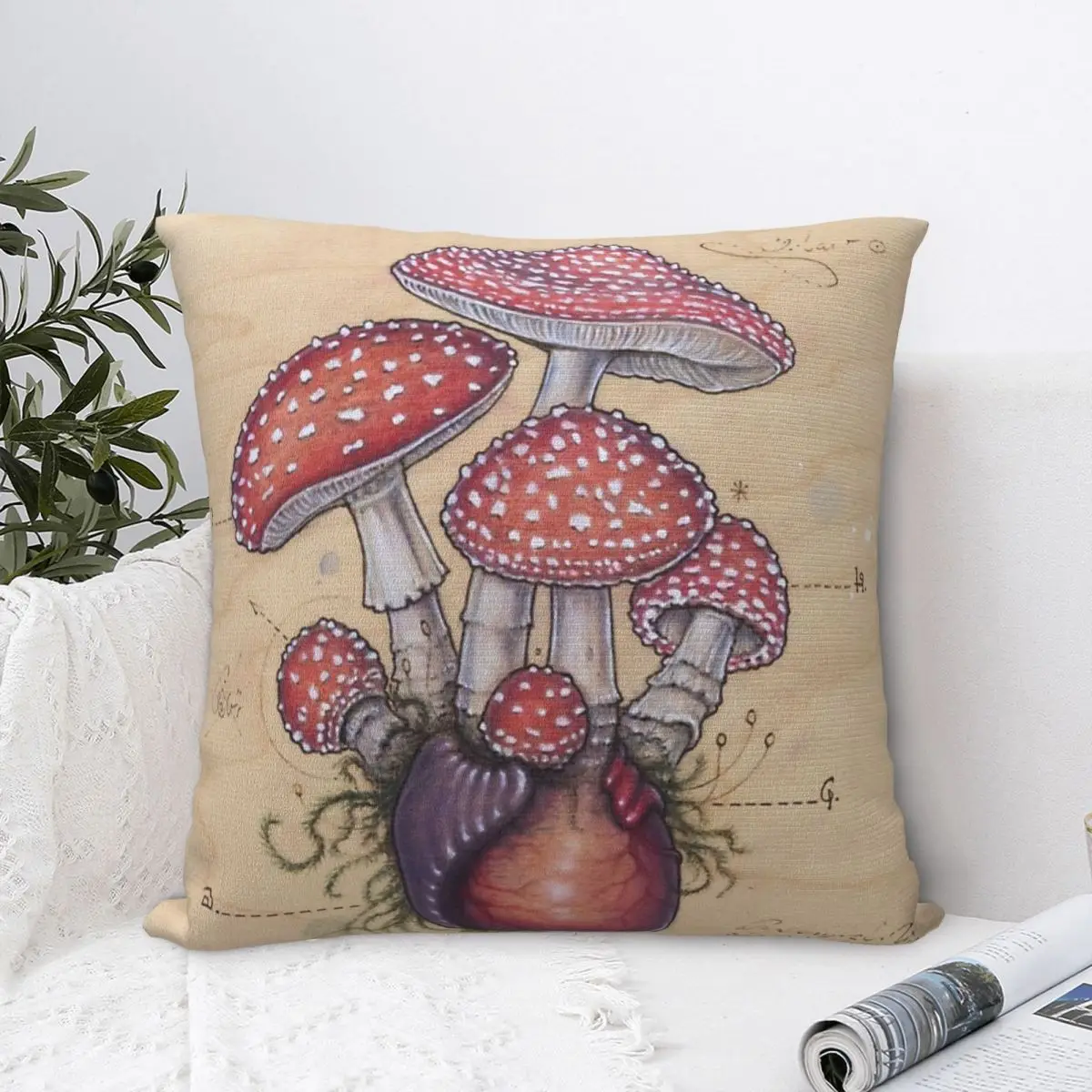 

Toadstool Heart Cartoon Print Pillowcase Pattern Pillow Decoration Pillowcase Pillowcase