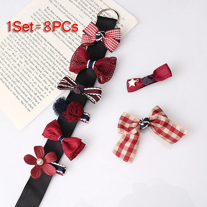 

1Set=8pcs Multi-style Ribbon Bow Flower Hairpins Hair Barrettes Children Accessories Cute Baby Girls Headwear Hair Clip