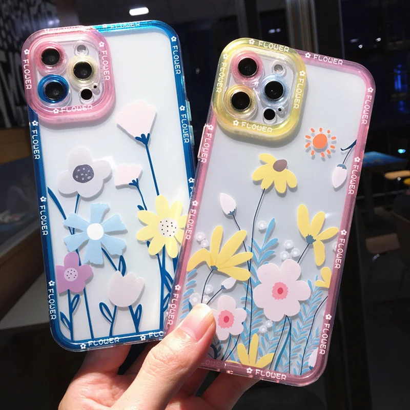 

Роскошный чехол с цветочным рисунком, мягкий чехол из ТПУ для iPhone 11 12 Pro Max x XR XS Max 7 8 plus se 2020