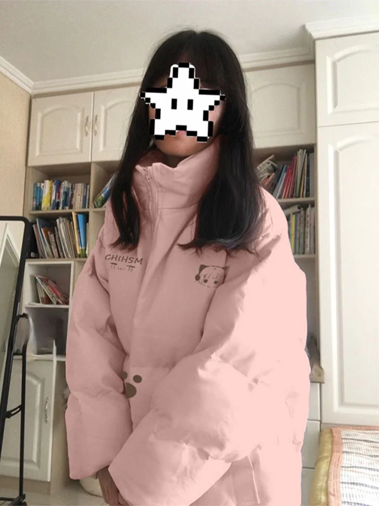 Two-Dimensional Cartoon 90 White Duck Down Cute Down jacket Winter Collar Light Warm down Coat Outerwear