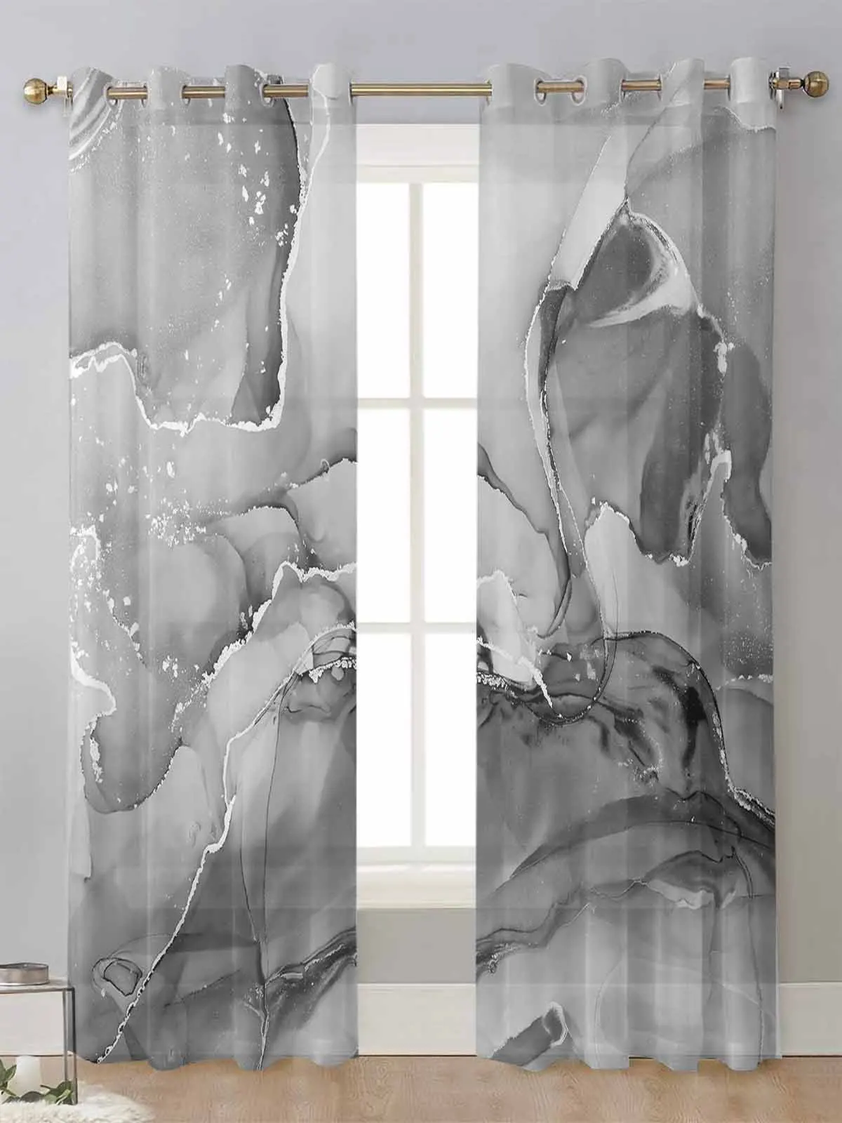 

Черные прозрачные Занавески с мраморной текстурой, градиентные шторы для гостиной, окна, прозрачная вуаль, тюлевые занавески, занавески, домашний декор