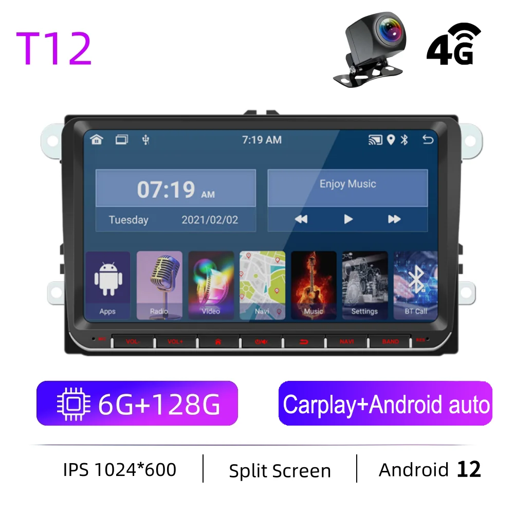 

Автомобильная стереосистема Android 13 Double Din для Volkswagen SEAT Skoda Jetta Golf Polo Touran Wireless Carplay 9-дюймовы...