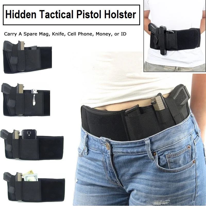 

Hidden Tactical Gun Holster Soft Comfortable Pistol Holster Mobile Phone Holster Belt Outdoor Hunting Shooting Defense Accessory