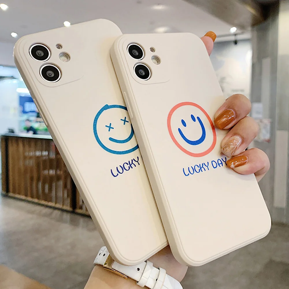 

Cute Cartoon Smiling Face Phone Case For Apple iPhone 11 12 13 Pro 12 13 Mini X XR XS Max 5 6 6s 7 8 Plus Silicone Cover Fundas