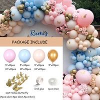macaron pink blue balloons garland arch kit 3d gold hollow butterfly for birthday gender reveal baby shower party decoration