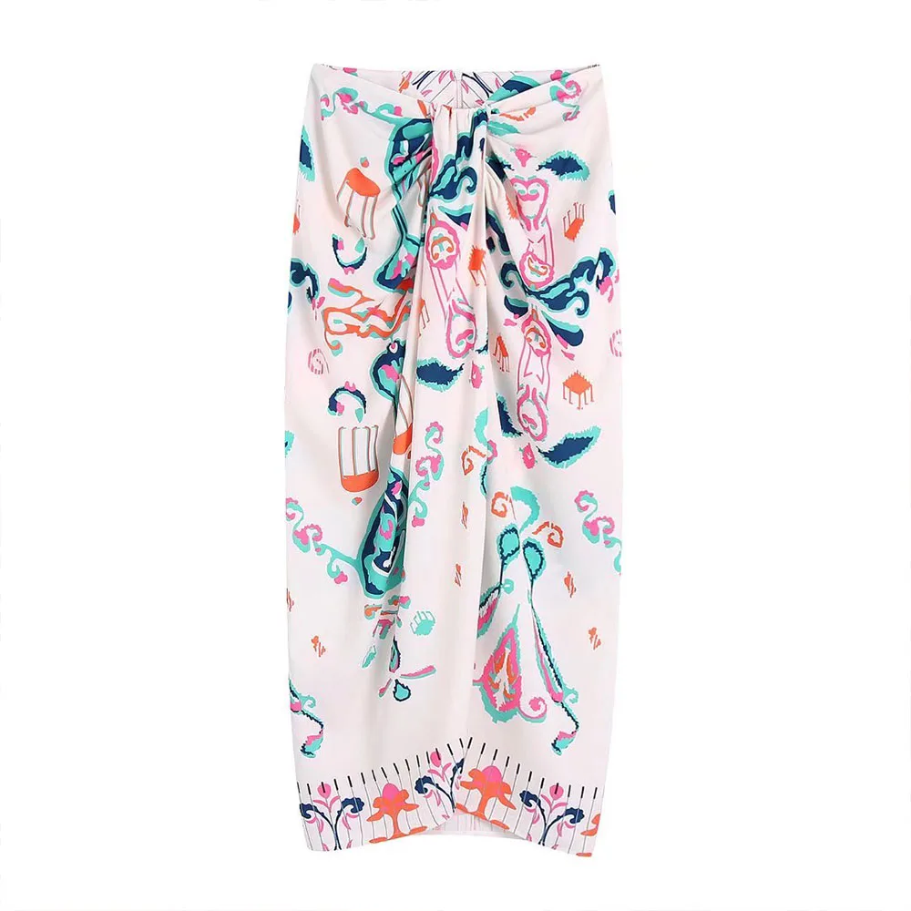 

Женская плиссированная юбка с завышенной талией и разрезом спереди