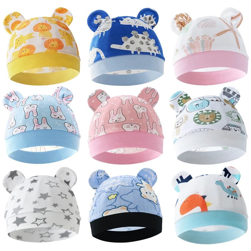 

Soft and Comfortable Fetal Cap for 0-3Months Cute Cartoon Newborn Baby Cotton Beanie Hat Nursery Hats Newborn Accessories
