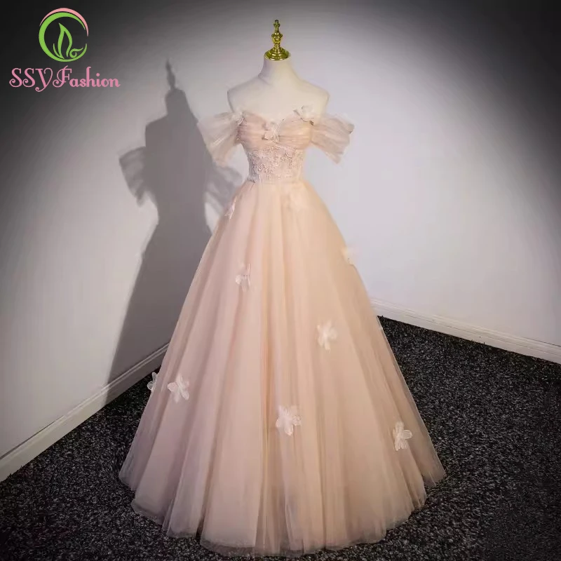

Женское банкетное платье SSYFashion, элегантное вечернее платье-трапеция до пола, милое платье с блестящей юбкой и аппликацией, бальное платье