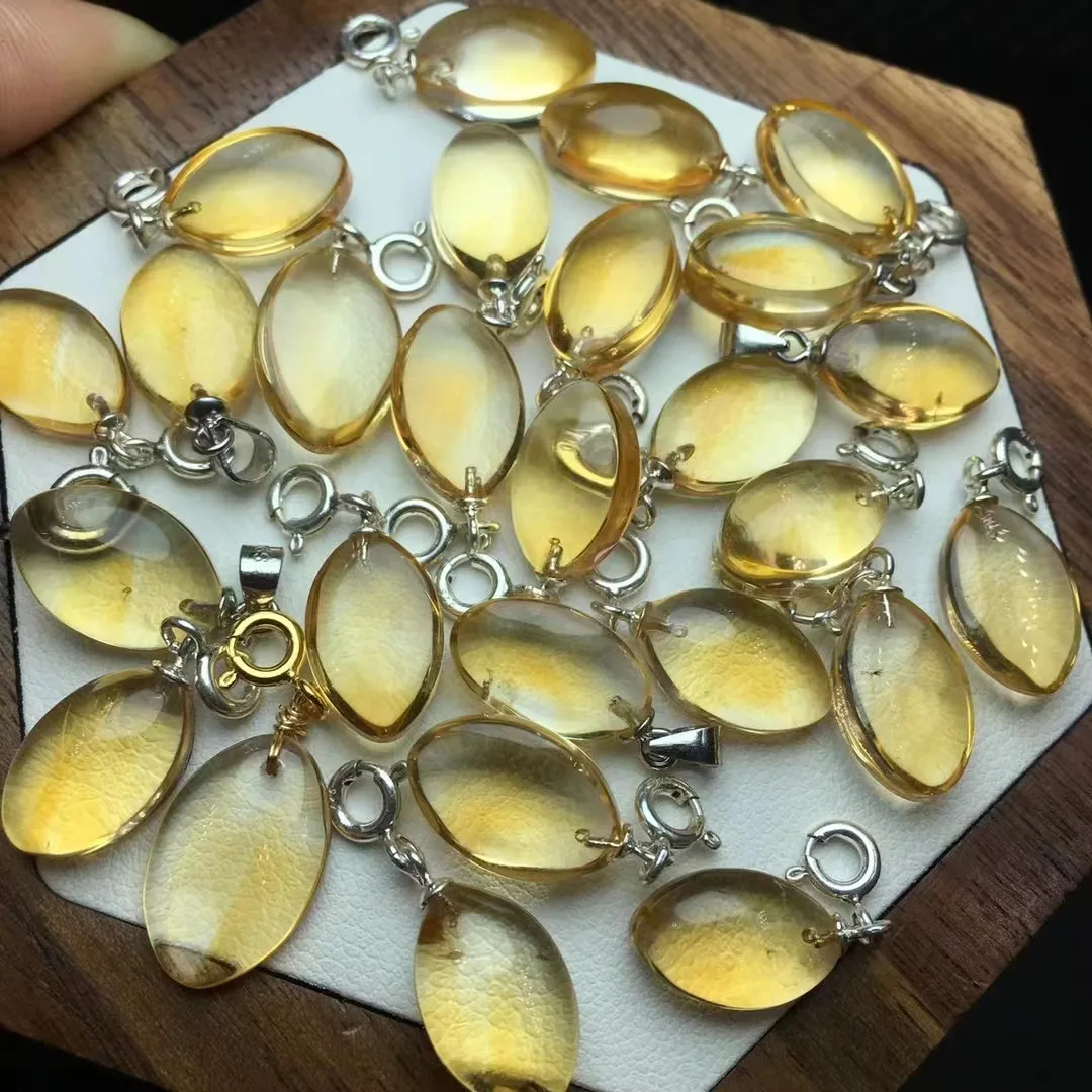 Цельный кулон из серебра 925 пробы с натуральным Цитрином