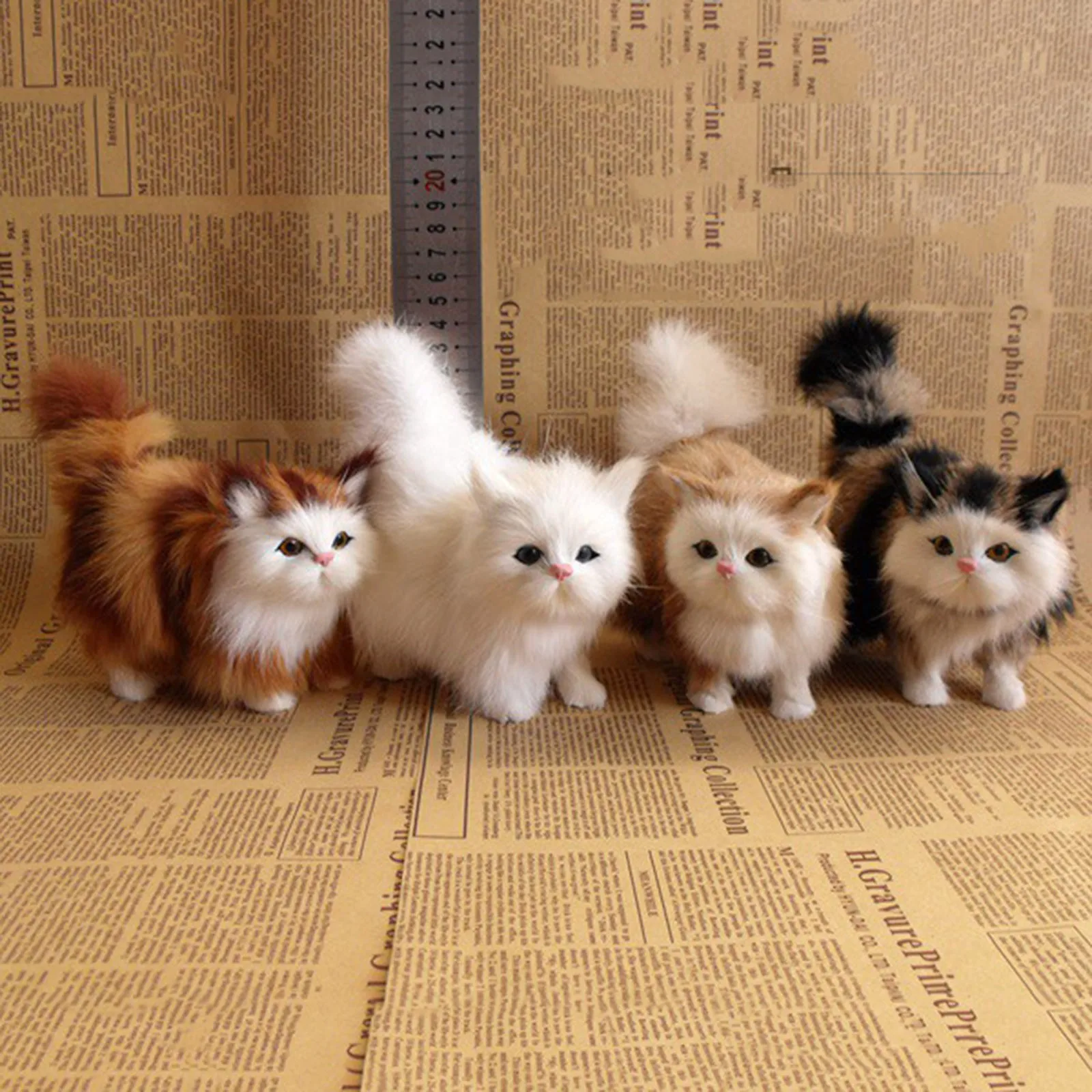 

Dolls Simulation Kitten Realistic Cat Plush Toys Lifelike Fur Furry Stuffed Cat Models Animals Birthday Christmas Gift For Child