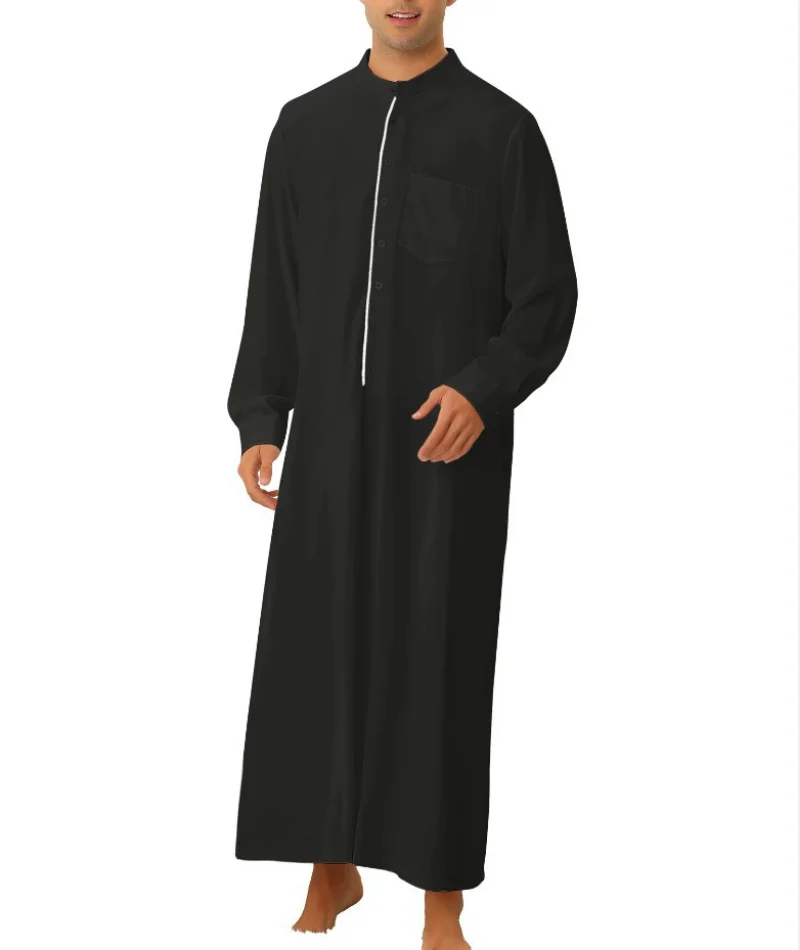 

Muslim Fashion Men Pocket Shirt Robe Ramadan Eid Arabic Jubba Thobes Abaya Bonnet Homme Musulman Islamic Clothing Men Kaftan