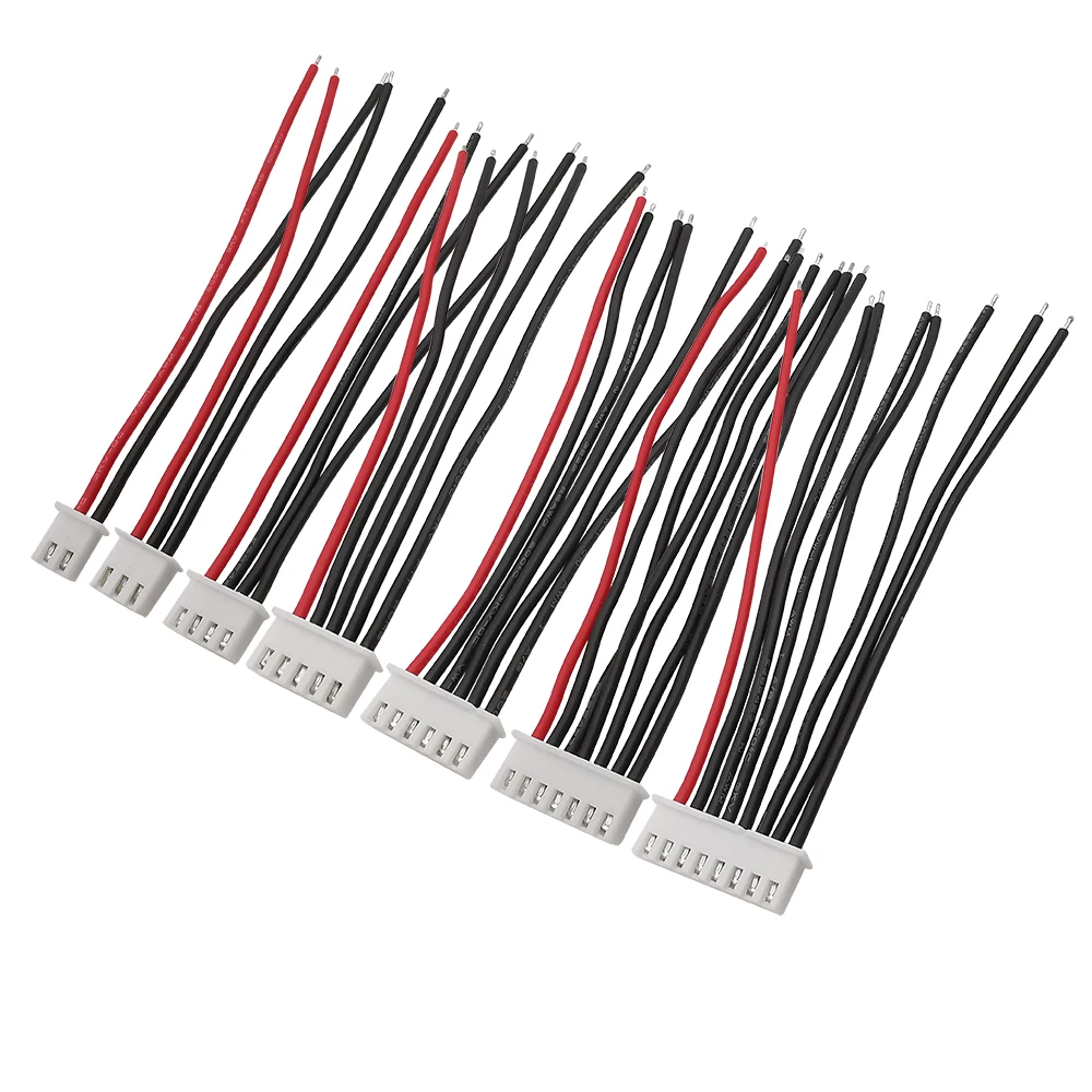

5Pcs JST XH 2.54mm Female Socket Connector 1/2/3/4/5/6/7S Lipo Battery Balance Charger Plug Cable Connector 22AWG Silicone Cable