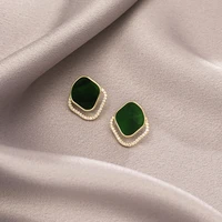 retro green ladies earrings fashion niche design high end earrings net red small fresh new trendy earrings womens jewelry