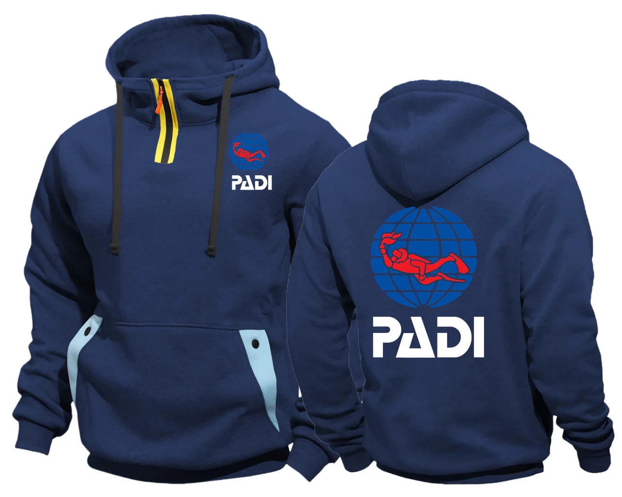 Фото Padi Scuba Driver с карманом на полузастежке для спорта и фитнеса, повседневная толстовка, куртки с капюшоном, толстовки, бейсбольная куртка №4