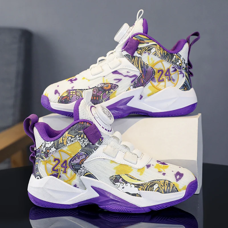 New Arrival Children Shoes Kids Basketball Shoes Thick Sole Non-slip Boys Sneakers Breathable Comforthable Child Sports Shoes