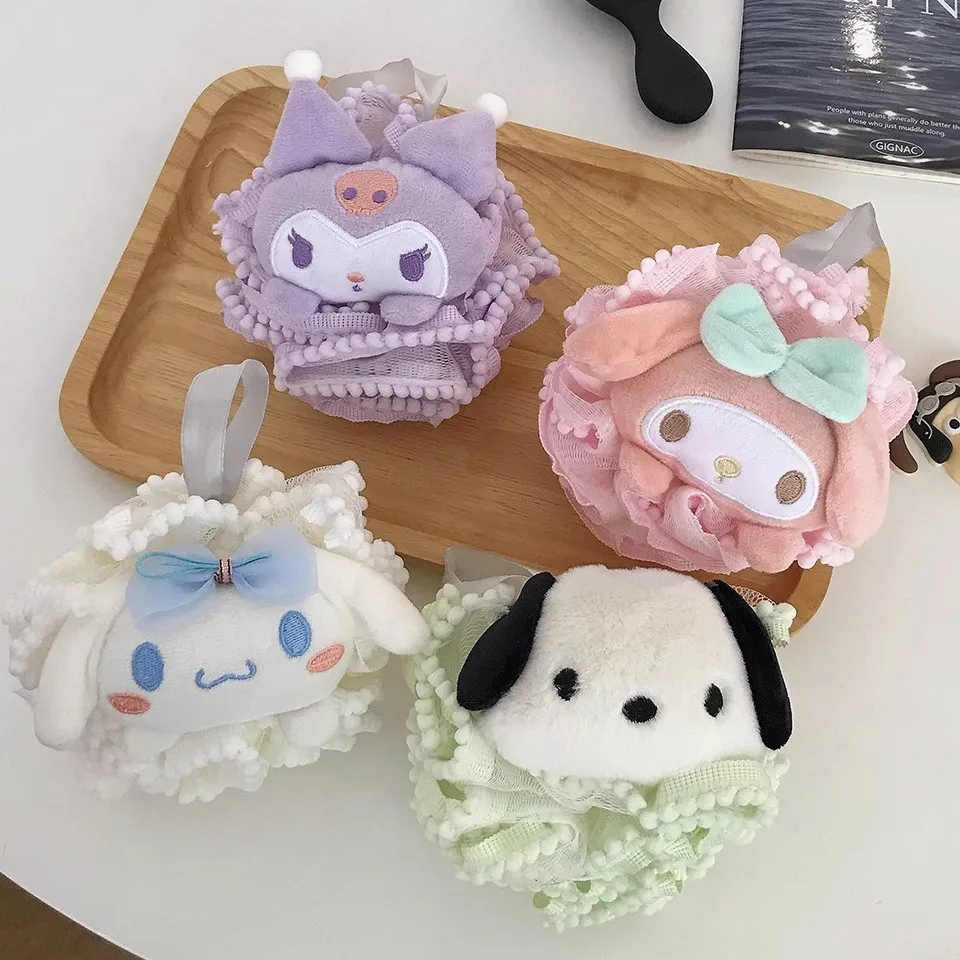 

Sanrio Kuromi My Melody Cinnamoroll Bath Ball Cute Cartoon Soft Shower Mesh Foaming Sponge Body Skin Care Bathing Accessories