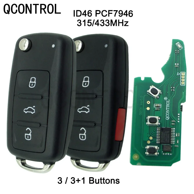 

QCONTROL Keyless Entry Smart Car Remote Key For Audi A8 S8 2003 2004 2005 2006 2007 2008 2009 315&433MHz 4E0837220B/J/L/D/M/