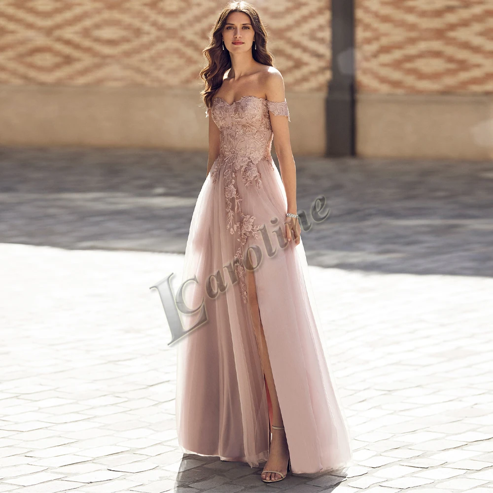 

Caroline Modern Backless Sweetheart Off The Shoulder Evening Party A-Line For Women Appliques Made To Order Prom Robes De Soirée