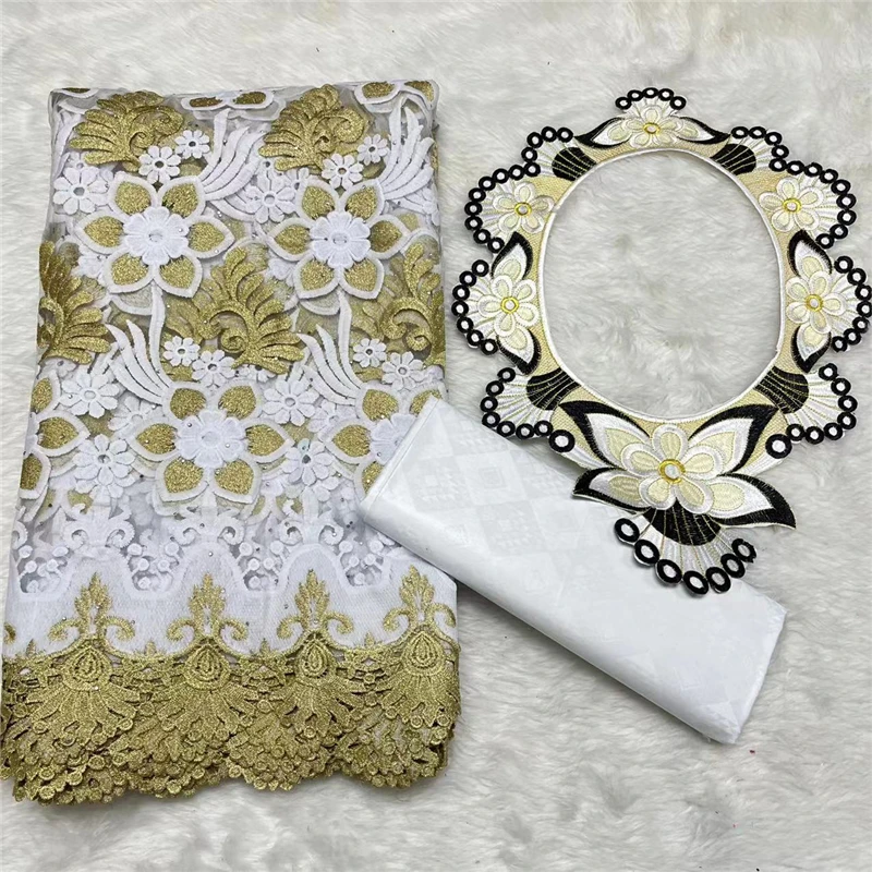 

2.5 y lace +2.5 y Perfume Bazin Riche Brode +collar embroidery African fabrics Tulle cord Lace popular Dubai style XM081501