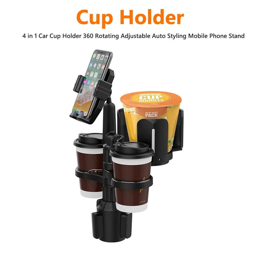 

4 in 1 Car Cup Holder Multifunctional Adjustable Plastic Car Cup Holder Expander 360 Rotating Car Cup Organizer Auto Accessories