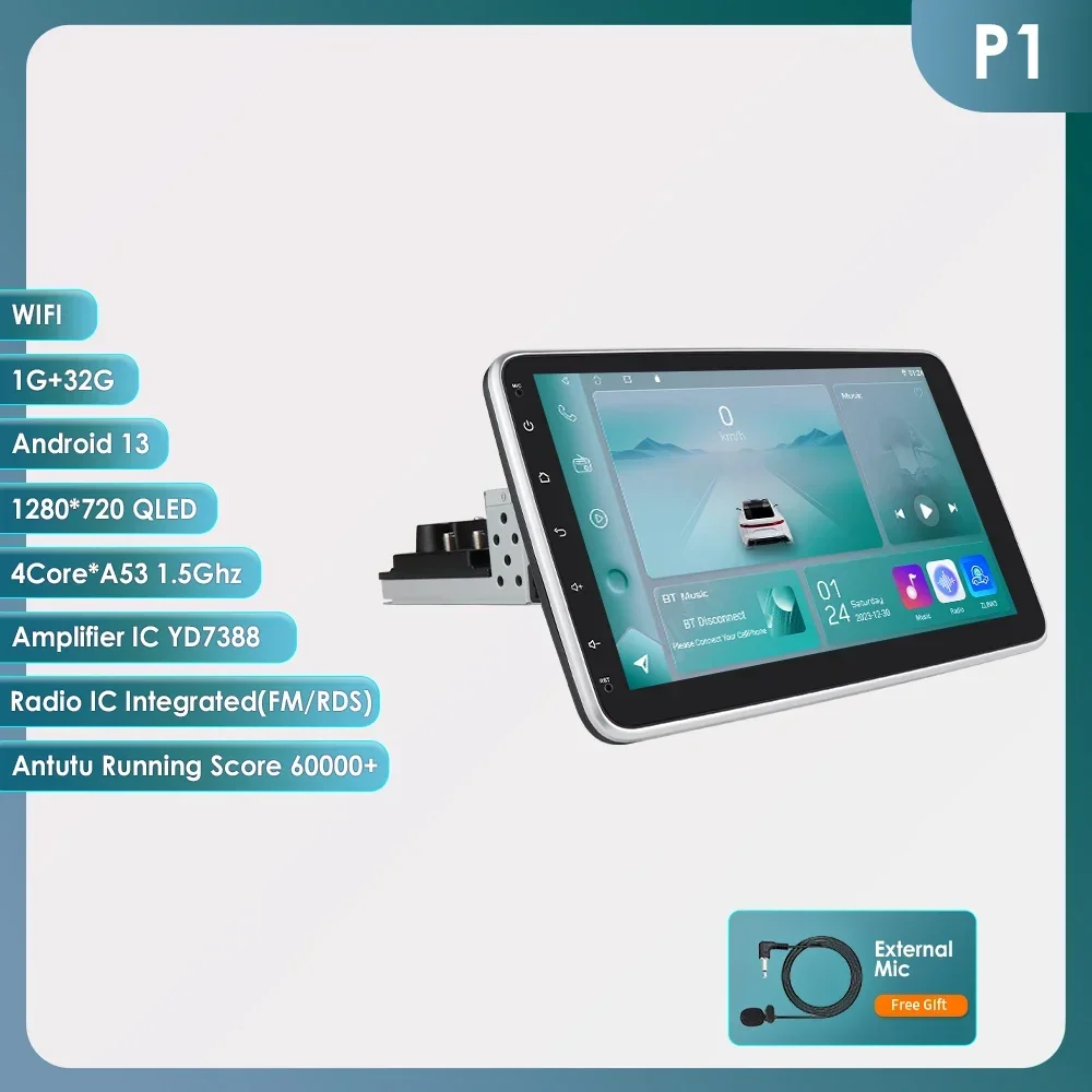 

1din Carplay android авто радио Универсальное авторадио с вращающимся экраном GPS мультимедийный плеер 10,1 "автомобильная интеллектуальная система головное устройство