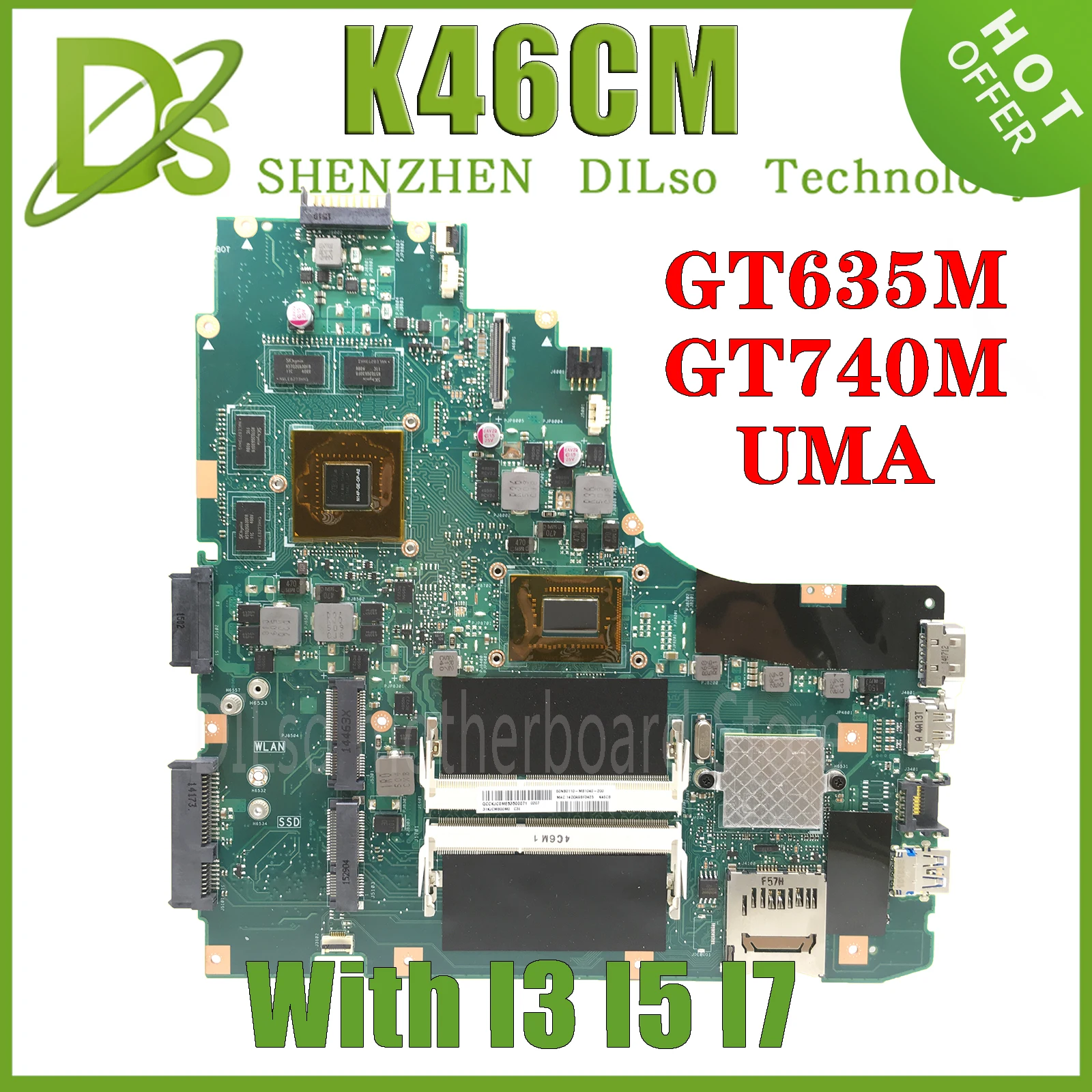 K46CM MAINboard For ASUS A46C K46C E46C S46C S46CM K46CB Laptop Motherboard  With I3-3217U I5 I7-3517 CPU 100% Working well